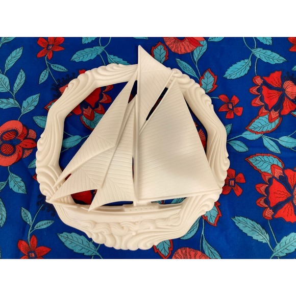 Dreamy Sailboat Home Decor Likely Unpainted Ceramic Bisque - Picture 1 of 8